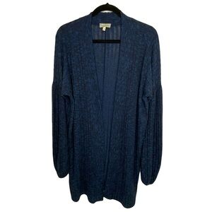 Lucky Brand Blue Ribbed Knit Open Long Line Duster Cardigan Women’s Size Medium